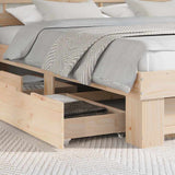 Bed Frame with Headboard Brown 200 x 200 cm Solid Pine Wood 3382262