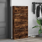 Shoe Cabinet with 4 Flip-Drawers Smoked Oak 80x21x163.5 cm 3214368
