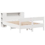 Bookcase Bed without Mattress White 160x200cm Solid Wood Pine 3322943