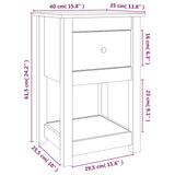 Bedside Cabinet White 40x35x61.5 cm Solid Wood Pine 821731