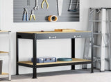 Workbench Black 114 x 54 x 91 cm Engineered Wood and Metal 42020126