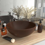 Luxury Bathroom Basin Round Matt Dark Brown 32.5x14 cm Ceramic 146973