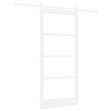 Sliding Door White 93 x 202 cm Solid Pine Wood and Glass 3332428