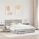 Bed Frame with Drawer Grey Sonoma 160 x 200 cm Engineered Wood 3410875