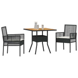 Garden Dining Set 3 pcs Black Poly rattan 3334935