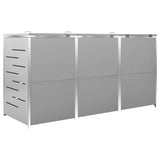 Triple Wheelie Bin Shed 207x77.5x115 cm Stainless Steel 149560