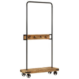 Clothes Rack with Wheels 90x35x190 cm Solid Wood Mango and Iron 358580