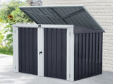 3.2 x 5.1ft Corrugated Steel Two-Bin Storage Shelter - Black T3398P317642
