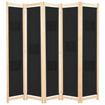 ZNTS 5-Panel Room Divider Black 200x170x4 cm Fabric 248185