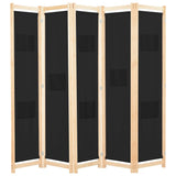 ZNTS 5-Panel Room Divider Black 200x170x4 cm Fabric 248185