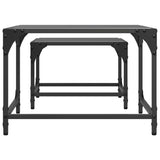 ZNTS Nesting Coffee Tables 2 pcs with Black Glass Top Steel 845983