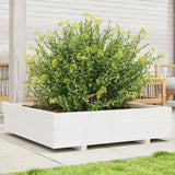 Garden Planter White 100x100x26.5 cm Solid Wood Pine 847319