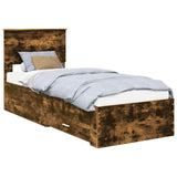 Bed Frame Smoked Oak and Silver 75 x 190 cm Engineered Wood 3410962