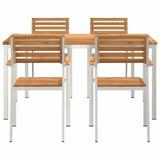Garden Dining Set 5 pcs Solid Teak Wood and Stainless Steel 3334783