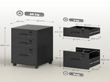 Three Drawer Wood-Effect Filing Cabinet - Black T3398P425019