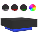 ZNTS Coffee Table with LED Lights Black 80x80x31 cm 836589