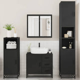 ZNTS 4 Piece Bathroom Furniture Set Black Engineered Wood 3301195