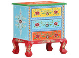 321667 Hand Painted Bedside Cabinet 40x30x60 cm Solid Mango Wood
