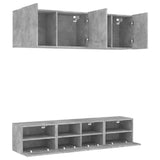 5 Piece TV Wall Units Concrete Grey Engineered Wood 3216514