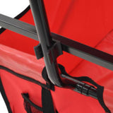 ZNTS Folding Hand Trolley with Canopy Steel Red 147589