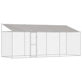 Dog Cage with Roof Silver 600 x 200 x 256 cm Steel and PE 3368302