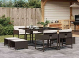9 Piece Garden Dining Set with Cushions Brown Poly Rattan 3211317