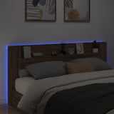 Headboard Cabinet with LED Brown Oak 220x16.5x103.5 cm 839279