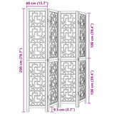 Room Divider 4 Panels Brown Solid Wood Paulownia 358867