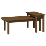 2 Piece Coffee Table Set Honey Brown Solid Wood Pine 822365