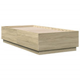 Bed Frame with LED without Mattress Sonoma Oak 75x190 cm Small Single 3209669
