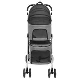 2-Layers Folding Dog Stroller Grey 83x48x97 cm Oxford Fabric 172205