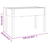 Planter with Liner Grey 118x59x76 cm Solid Wood Fir 364235