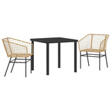 Garden Dining Set 3 pcs Brown Poly Rattan 3380897