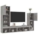 4 Piece TV Wall Units with LED Grey Sonoma Engineered Wood 3216659