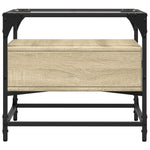 ZNTS Coffee Table with Glass Top Sonoma Oak 50x50x45 cm Steel 846050