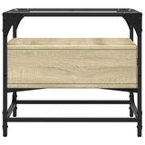 ZNTS Coffee Table with Glass Top Sonoma Oak 50x50x45 cm Steel 846050