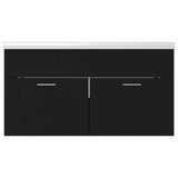 Sink Cabinet with Built-in Basin Black Engineered Wood 3070839