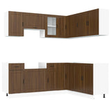 11 Piece Kitchen Cabinet Set Porto Brown Oak Engineered Wood 3314968
