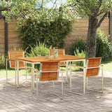 Garden Dining Set 5 pcs Solid Teak Wood and Stainless Steel 3334823