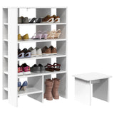 Shoe Cabinet with Shelf 2 pcs White Engineered Wood 8000380