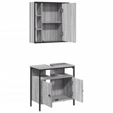 2 Piece Bathroom Furniture Set Grey Sonoma Engineered Wood 3214718