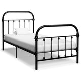 284498 Bed Frame without Mattress Black Metal 90x200 cm