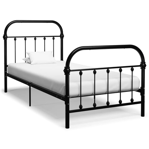 284498 Bed Frame without Mattress Black Metal 90x200 cm