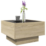 ZNTS Coffee Table with LED Sonoma Oak 50x50x30 cm Engineered Wood 847506