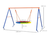 Metal Kids Swing Set Nest Swing Seat with A-Frame Structure for Outdoor Use - Multicoloured T3398P348089