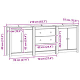 Sideboard with Drawer 3 pcs Wax Brown Solid Pine Wood 3424977