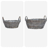 Planter Basket with Storage 2 pcs Grey Lacak Rattan 42020963