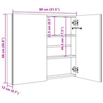 ZNTS LED Bathroom Mirror Cabinet Oak 80x12x68 cm 326515