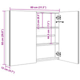 ZNTS LED Bathroom Mirror Cabinet Oak 80x12x68 cm 326515