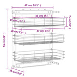 3-Tier Pull-out Kitchen Wire Basket Silver 47x25x56 cm 50969